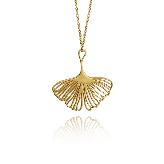 18k Gold Vermeil Adia Ginkgo Leaf Pendant Necklace