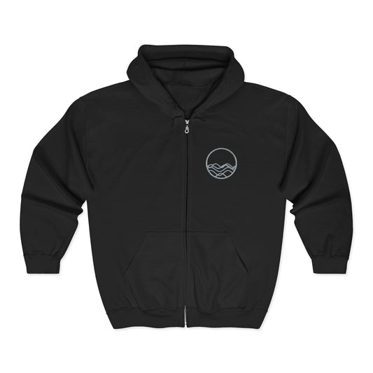 High Tide Embroidered Ocean Wave Unisex Zip Hoodie