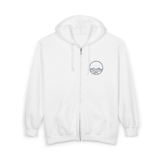 High Tide Embroidered Ocean Wave Unisex Zip Hoodie