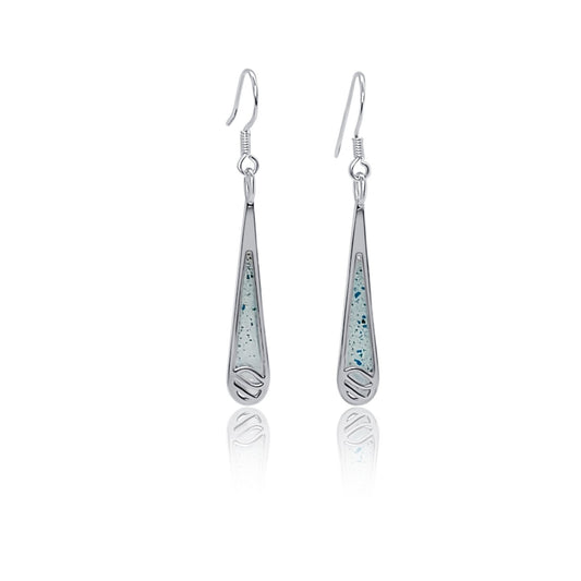 Indra silver raindrop earrings coloured blue with turquoise and resin inlay