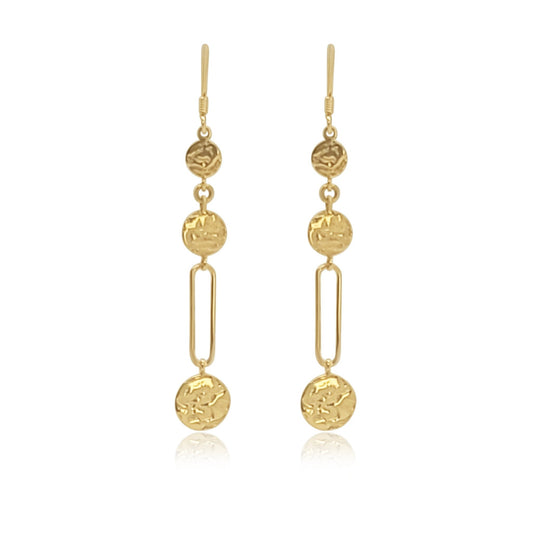 gold delicate chandelier statement earrings with natural driftwood texture