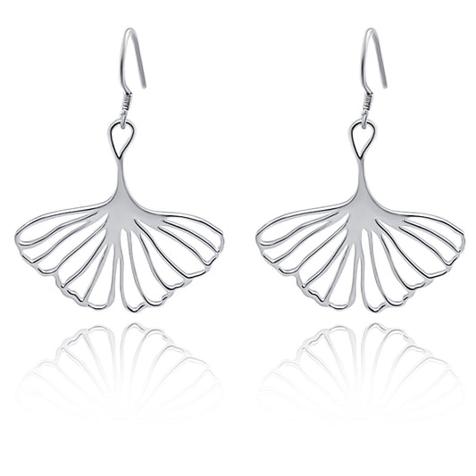 Nanahana Silver Ginkgo Lear dangle earrings. statement earring