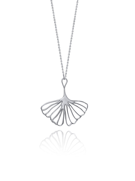 front view - Nanahana Silver Ginkgo Leaf Necklaces