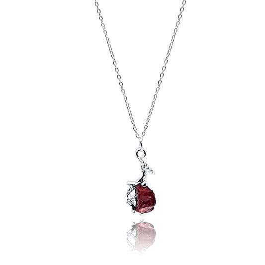 Front View - One of a Kind Garnet Silver Pendant Necklace
