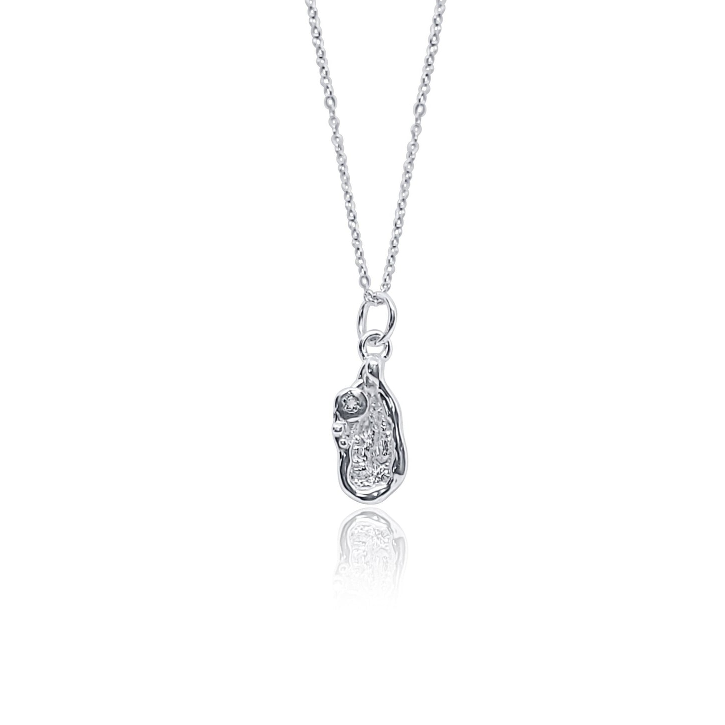 Blue topaz and silver organic shaped handmade pedant necklace