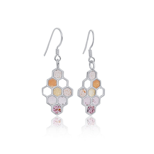 petite honeycomb resin and garnet earrings