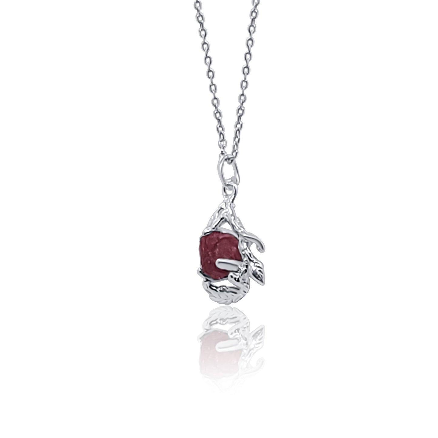 One of a Kind Pink Tourmaline Silver Branch and Leaf Pendant Necklace