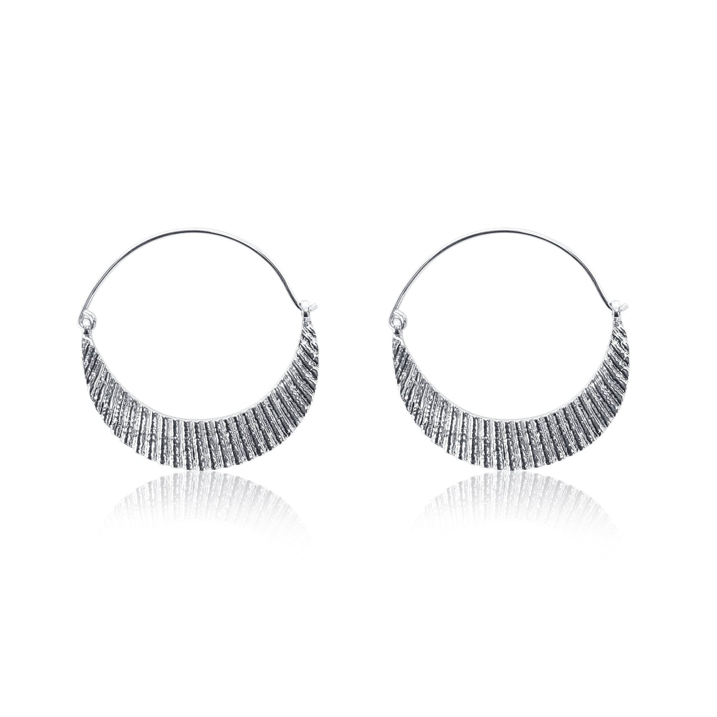 sterling silver Marina Big Hoop Earrings with shell texture
