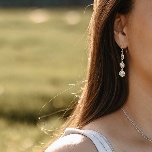 sterling silver Meribel Circle Dangle Chandelier Earrings on French ear wires 2