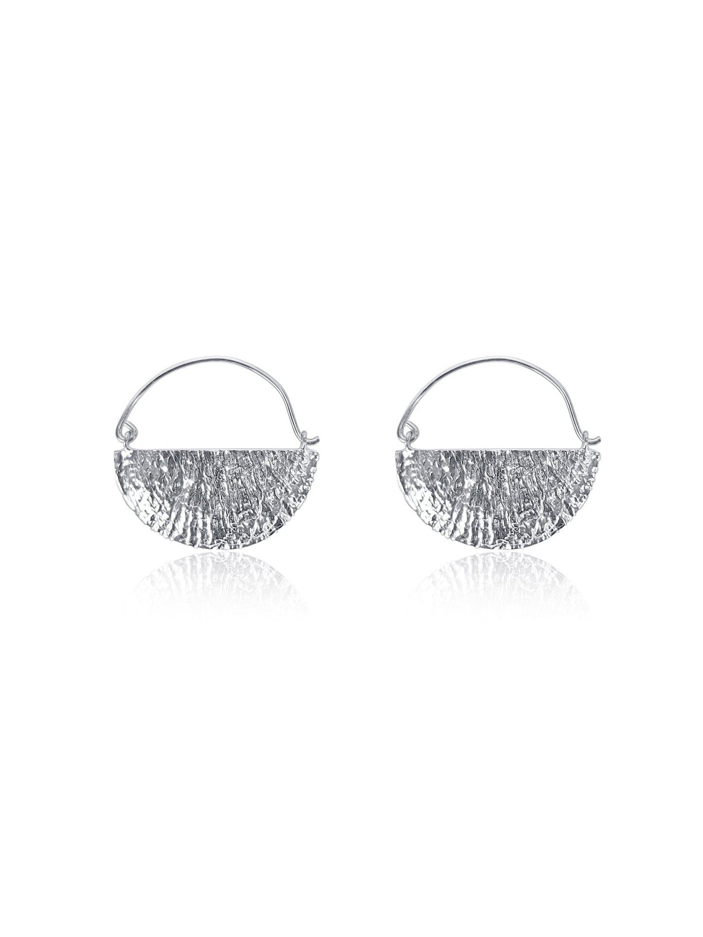 Talula Silver Shell half Moon Hoop Earrings - tarnish resistant silver