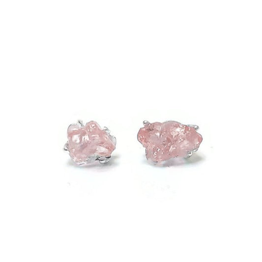 sterling silver rose quartz stud earrings