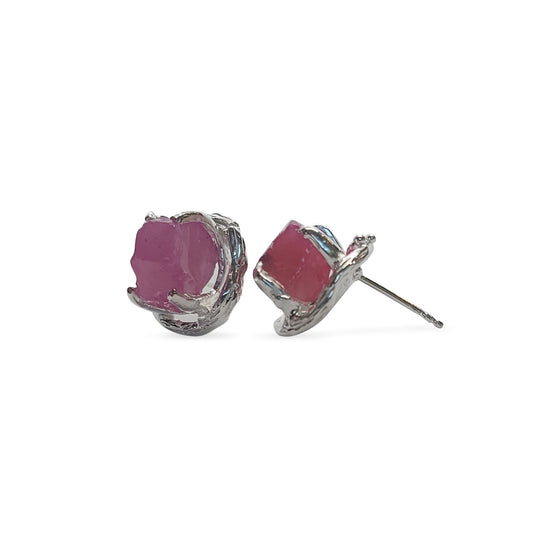 raw ruby is a unique masterpiece, characterized by its raw and unpolished appearance, making every earring one-of-a-kind