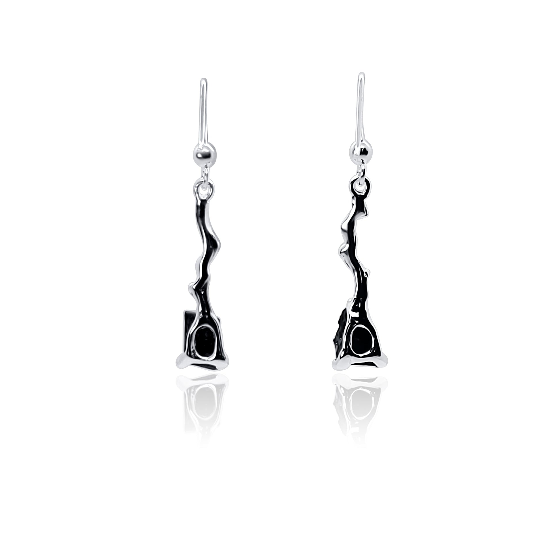 Silver Black Tourmaline Dangle Earrings