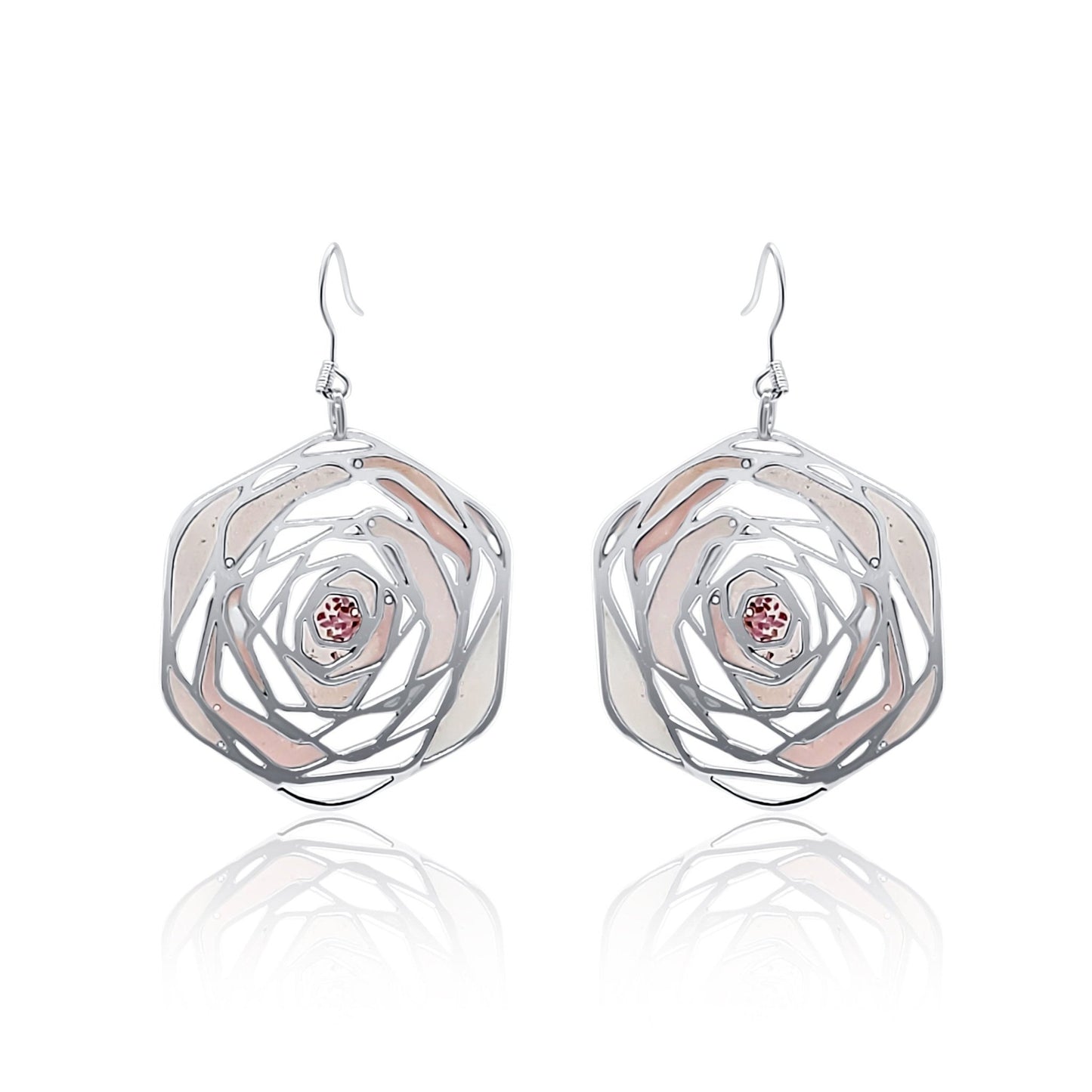Silver Rose Dangle Earrings