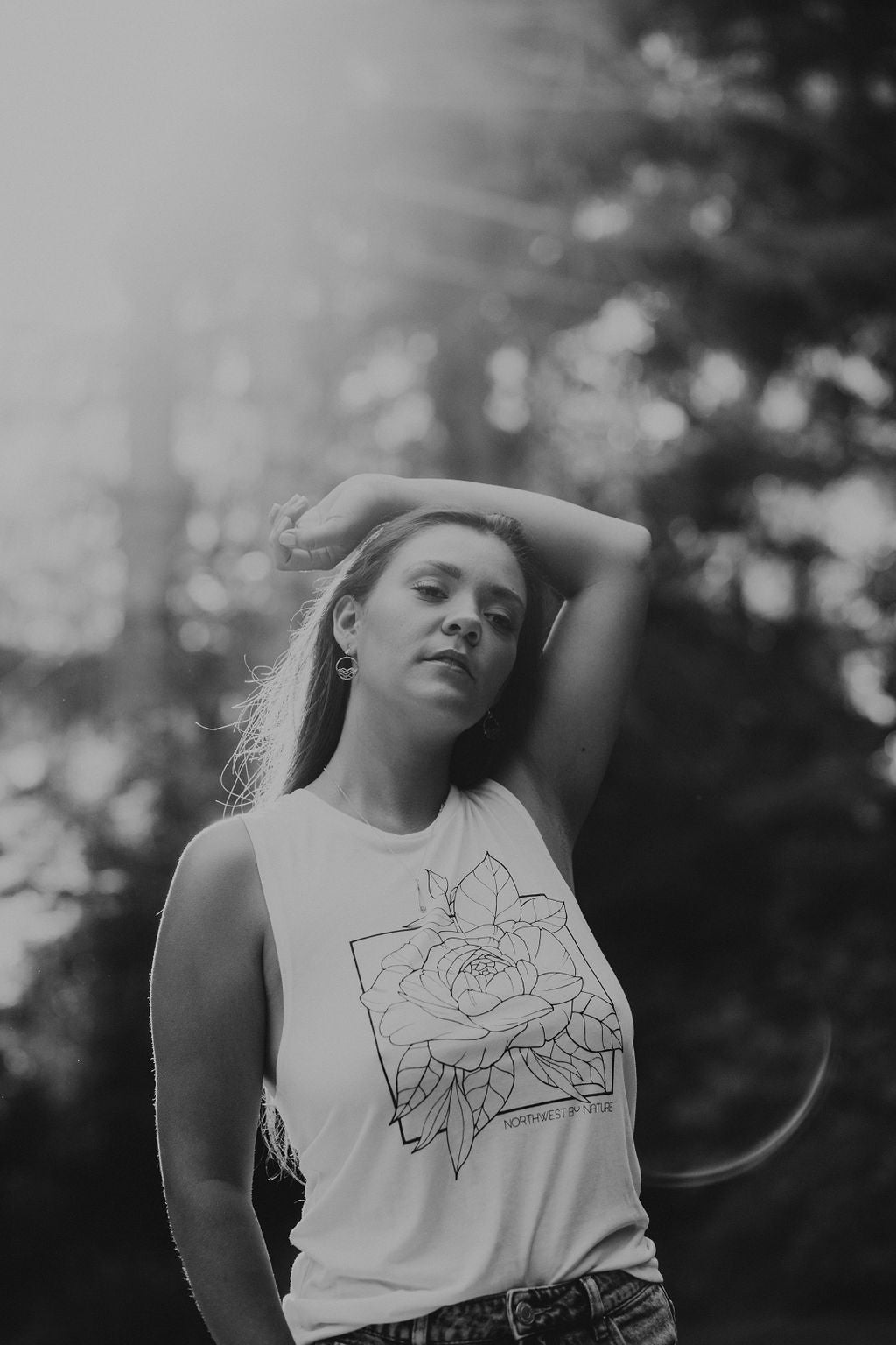 circle earrings, ocean inspired jewelry, model wearing 925 sterling silver high tide in the circle design dangle earrings