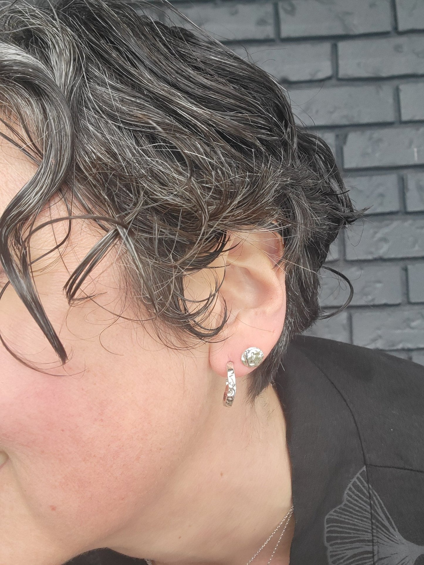 sterling silver Silvi hoops stacks with Ayla stud earrings (2)" "sterling silver Silvi hoops stacks with Ayla stud earrings2