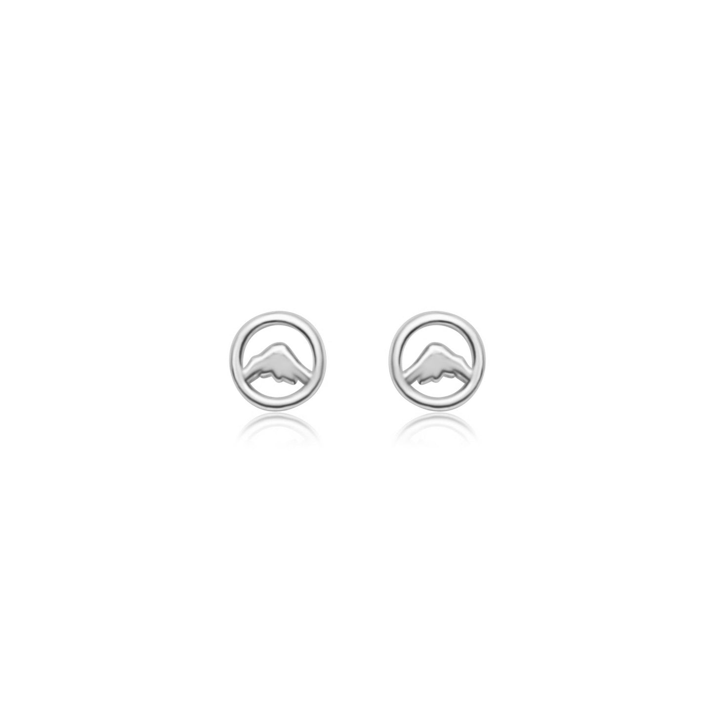 sterling silver Beaumont stud earrings with small circle mountain charm