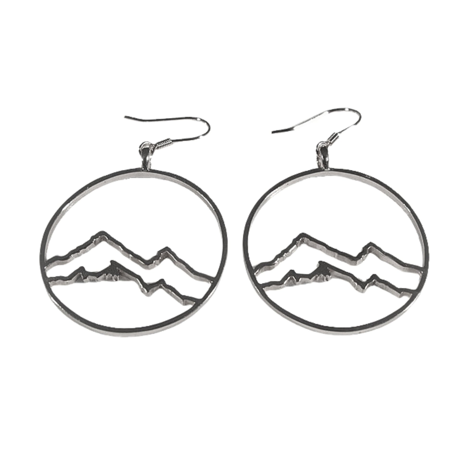 circle earrings, Coast Mountain Circle mountain dangle earrings sterling silver