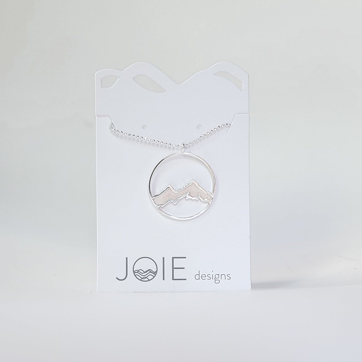 Embellished Alpenglow Mountain Necklace resin and silver