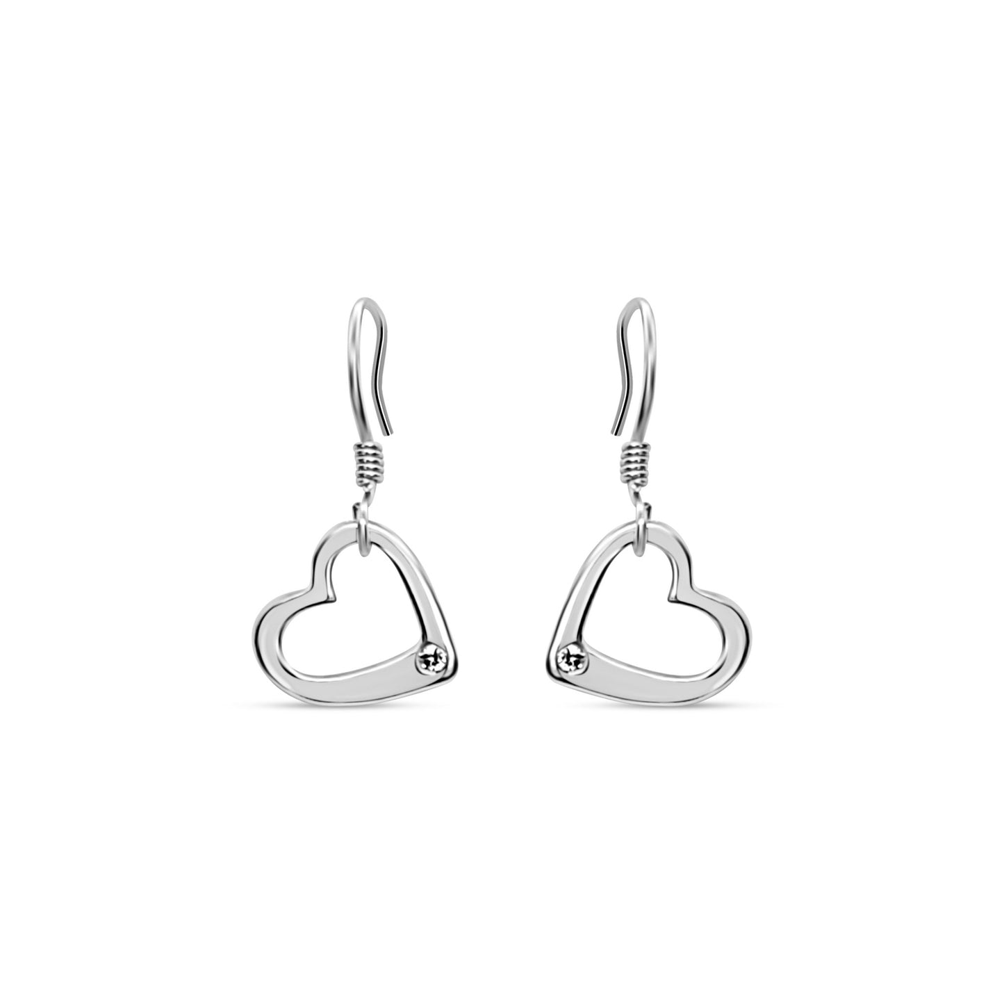 Esme Heart Dangle Earrings with white sapphire gemstone