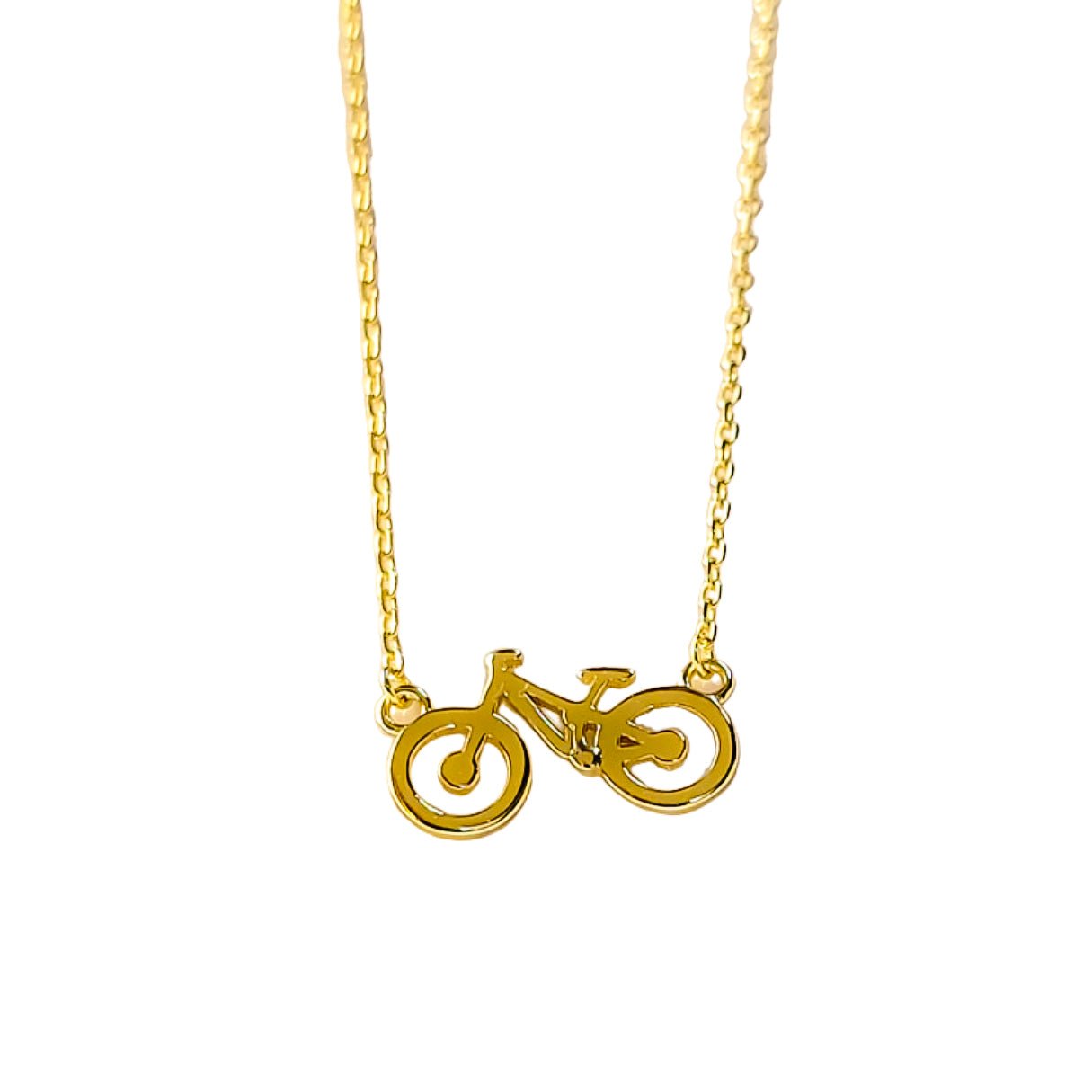 gold  bike necklace with adjustable gold chain/ mountain bike inspired necklace