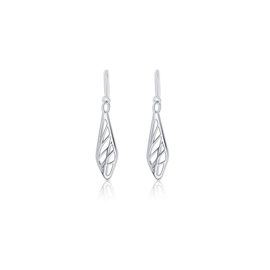 sterling silver diamond shaped modern minimalist dangle earrings on shepherd hooks
