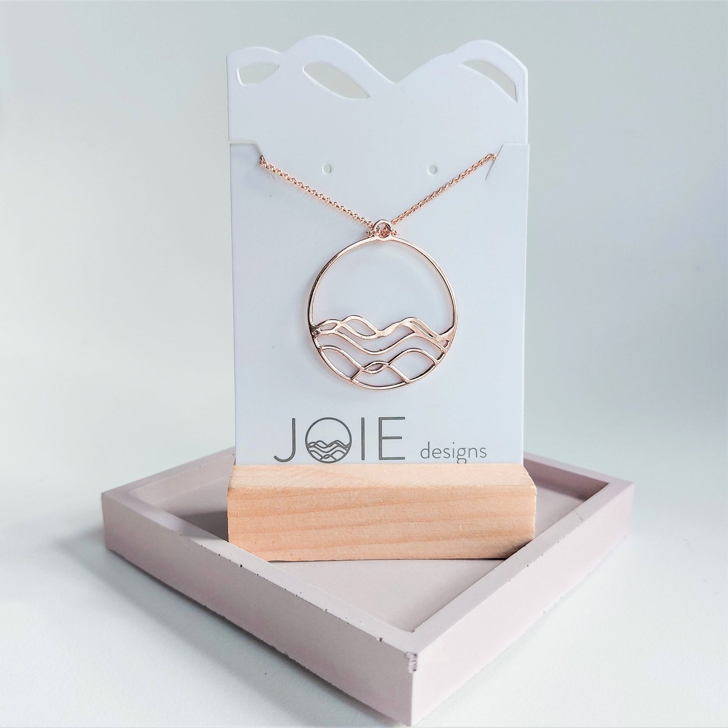 18k rose gold plated wave necklace, surf necklace