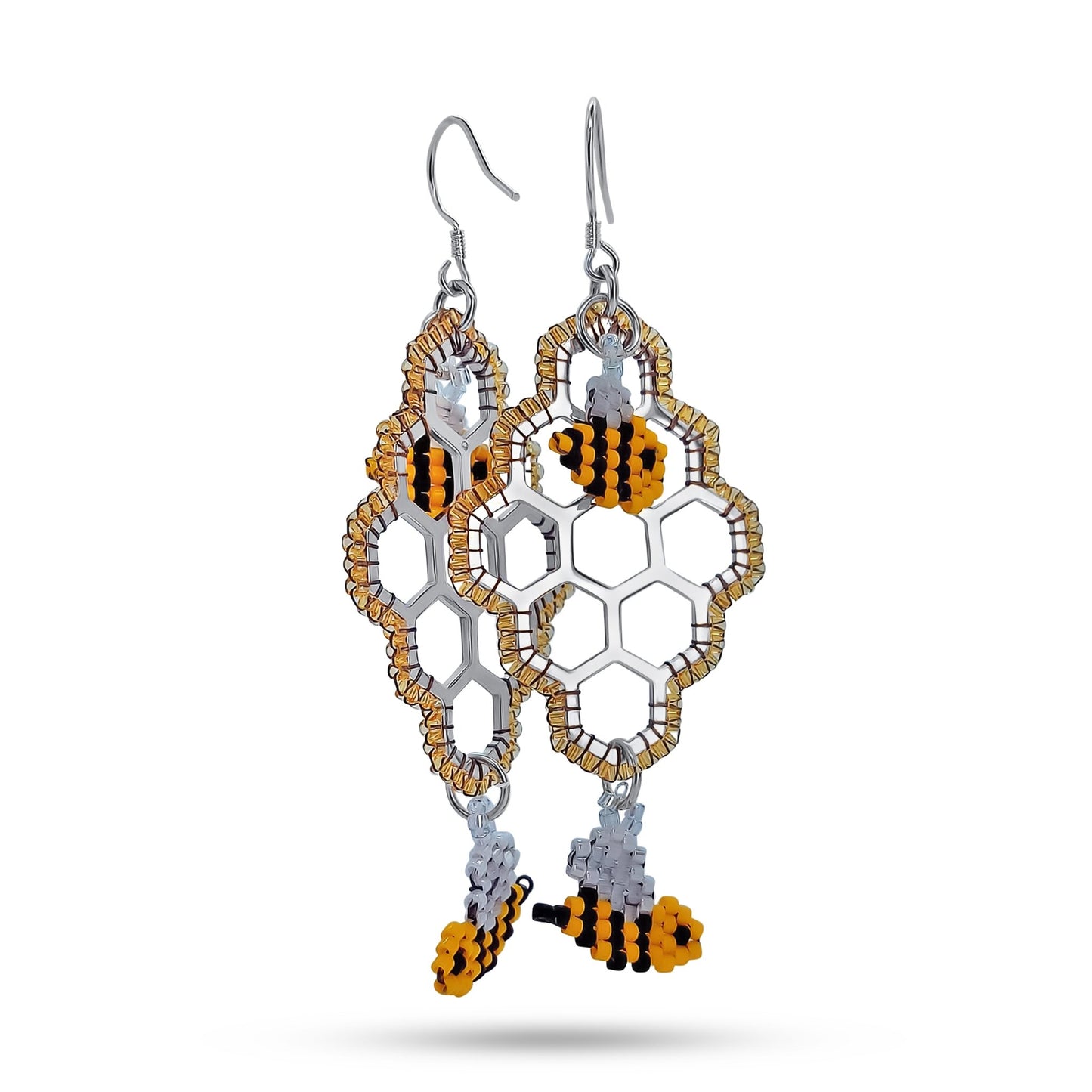 beaded honeycomb earrings