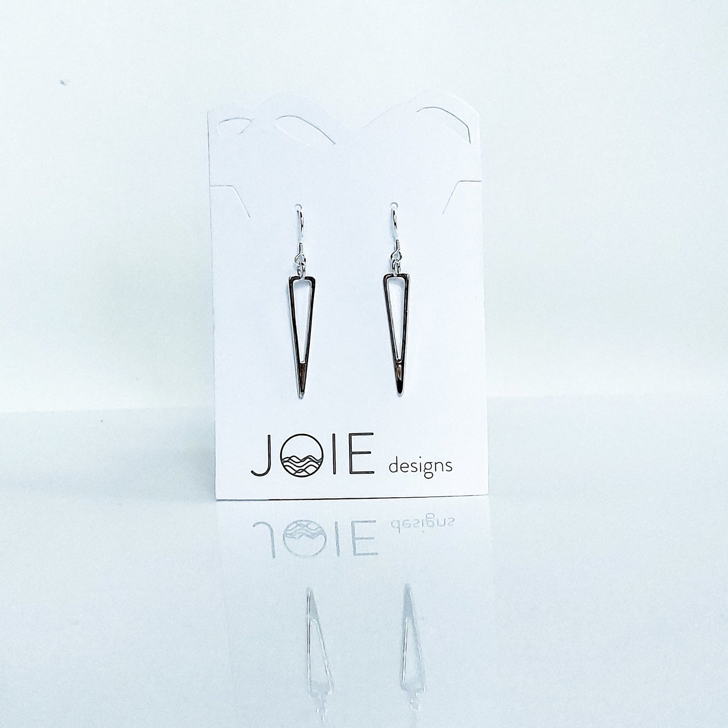 925 sterling silver icicle design earrings showcased on a jewellery card - 2
