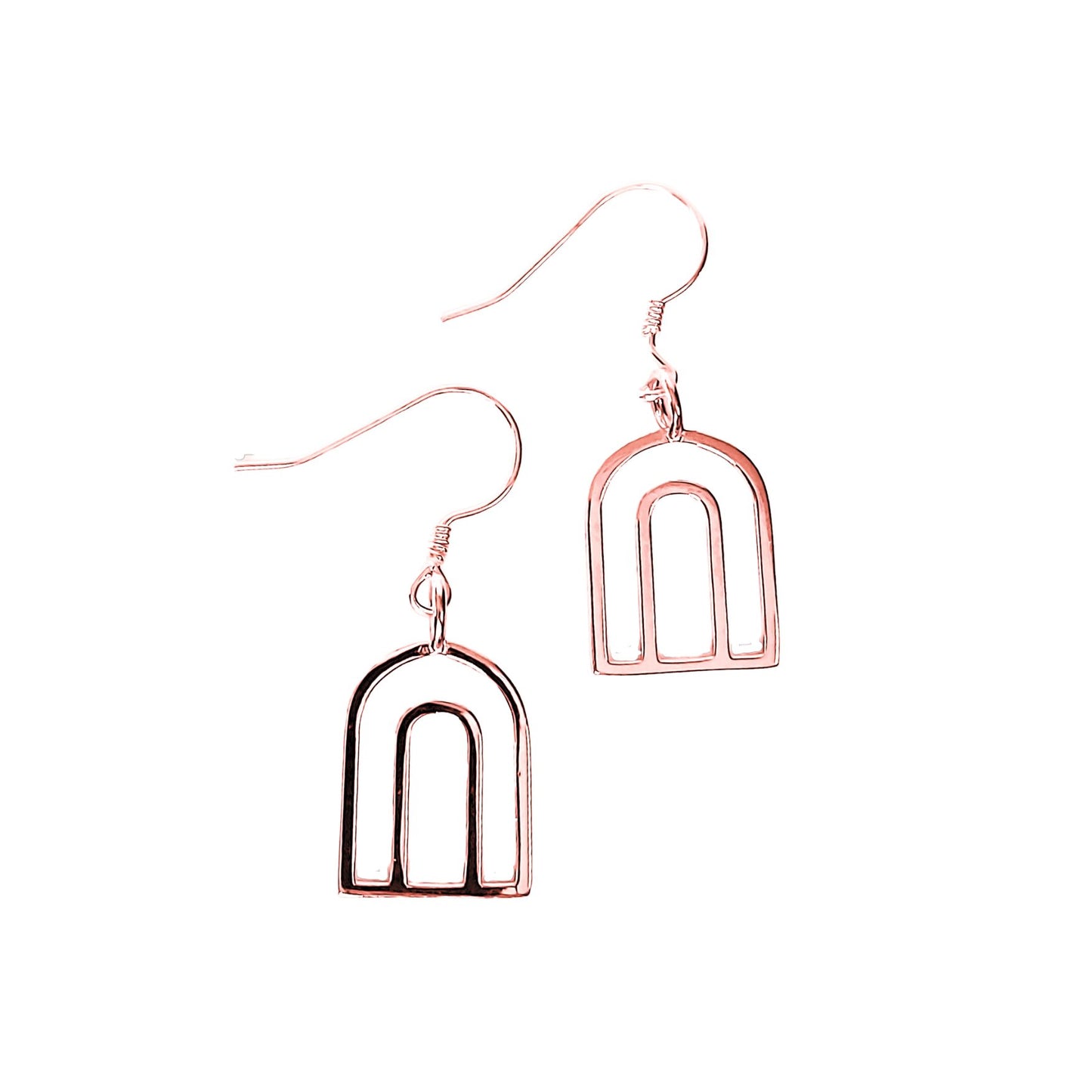 rose gold plated Kiki Double rainbow sterling silver dangly earrings