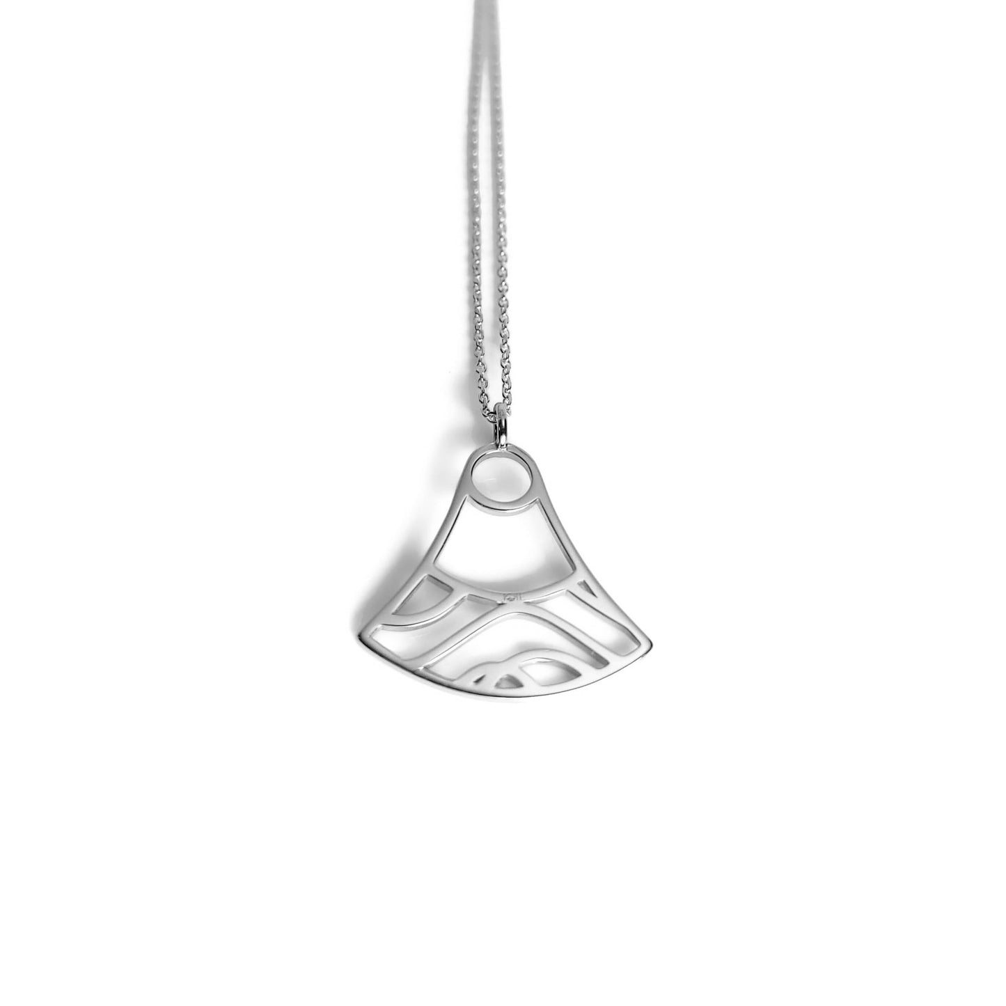 sterling silver double water wave pendant necklace, ocean jewelry
