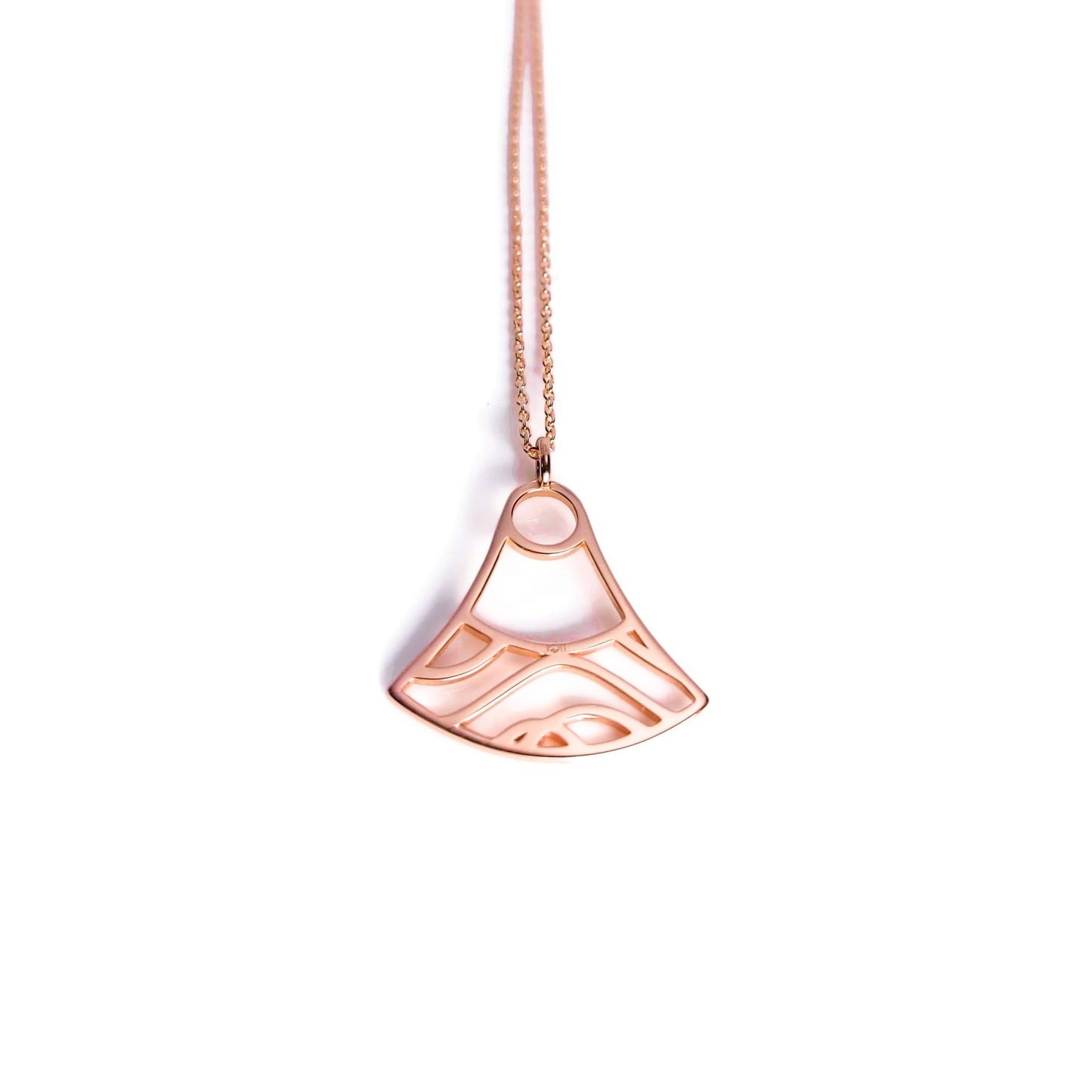 18k rose gold plated double water wave pendant necklace, ocean jewelry