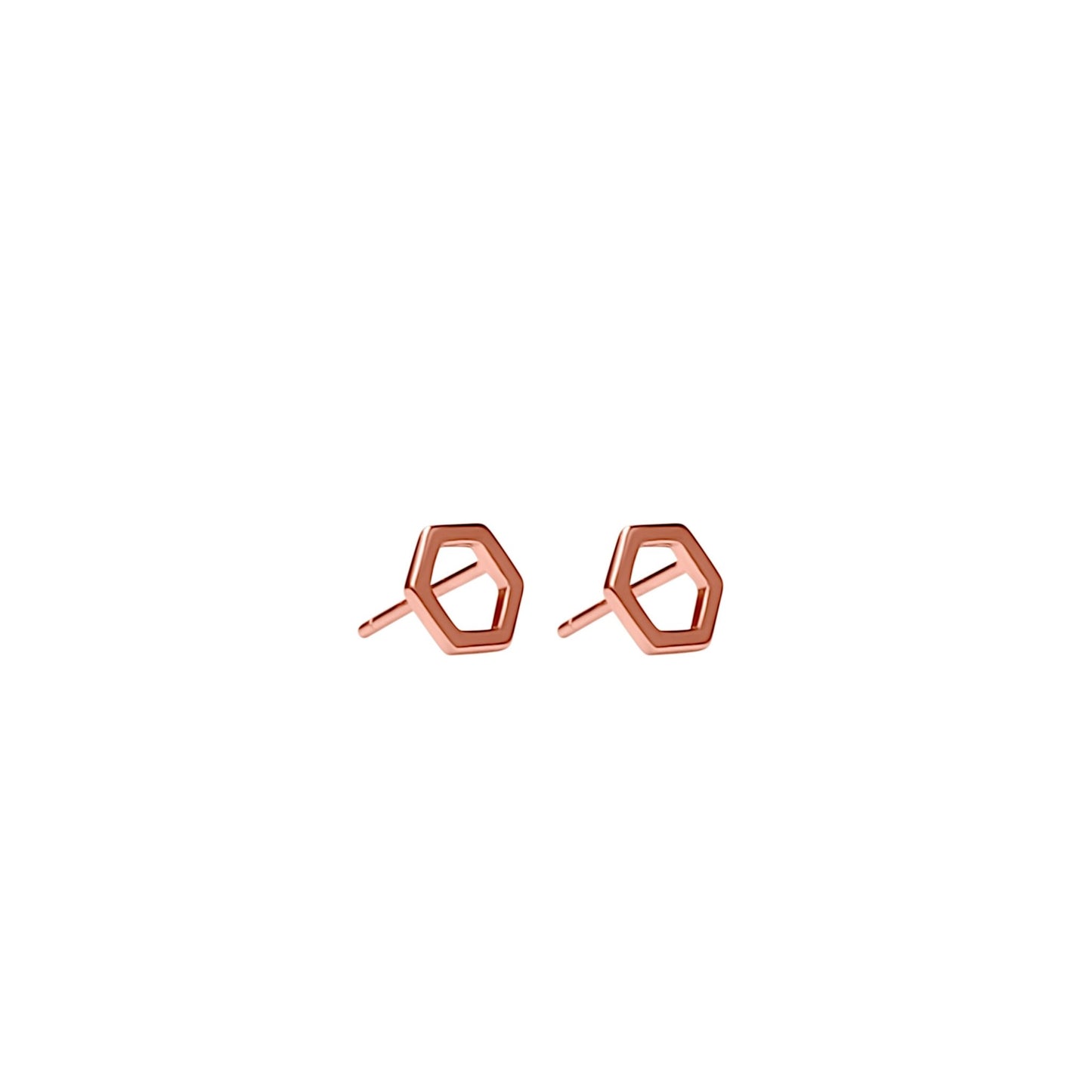 rose gold sterling silver little hexagon stud earrings
