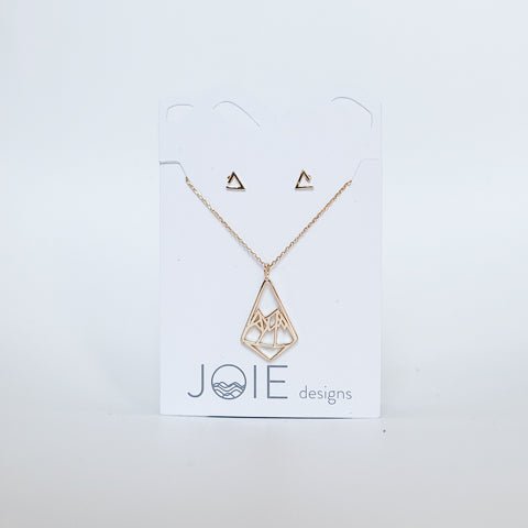 jewelry bundle. gold geo mountain necklace with gold kimberly mountain stud earrings