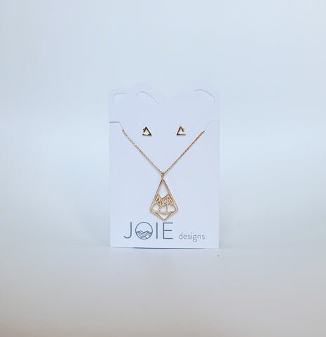jewelry bundle. gold geo mountain necklace with gold kimberly mountain triangle stud earrings