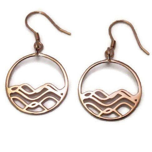 18k plated rose gold circle earrings