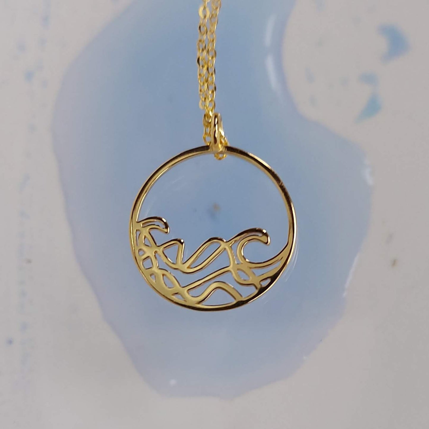 18k gold plated silver Petite Sombrio Ocean jewelry, Wave necklace, Circle Necklace