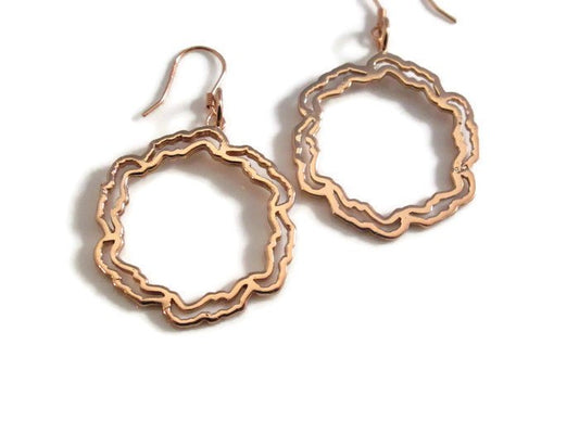 circle earrings, gold circle earrings, dangle earrings