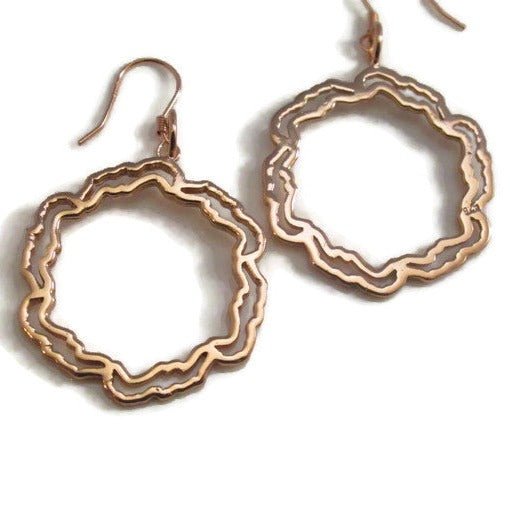 circle earrings, gold circle earrings, dangle earrings