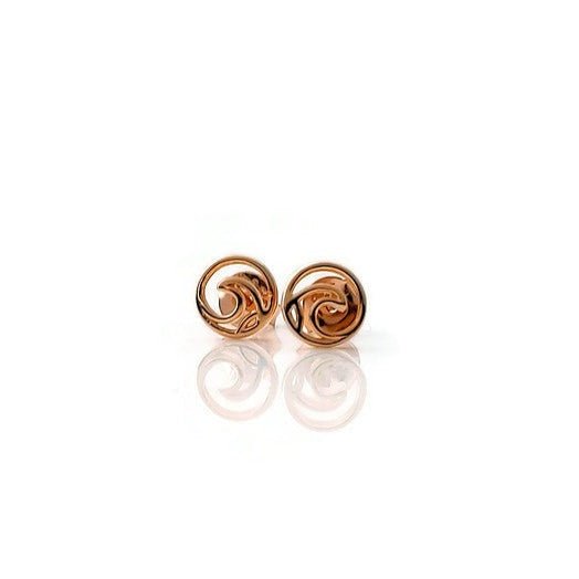circle stud earrings, ocean jewelry, 18k rose gold small circle wave post earrings