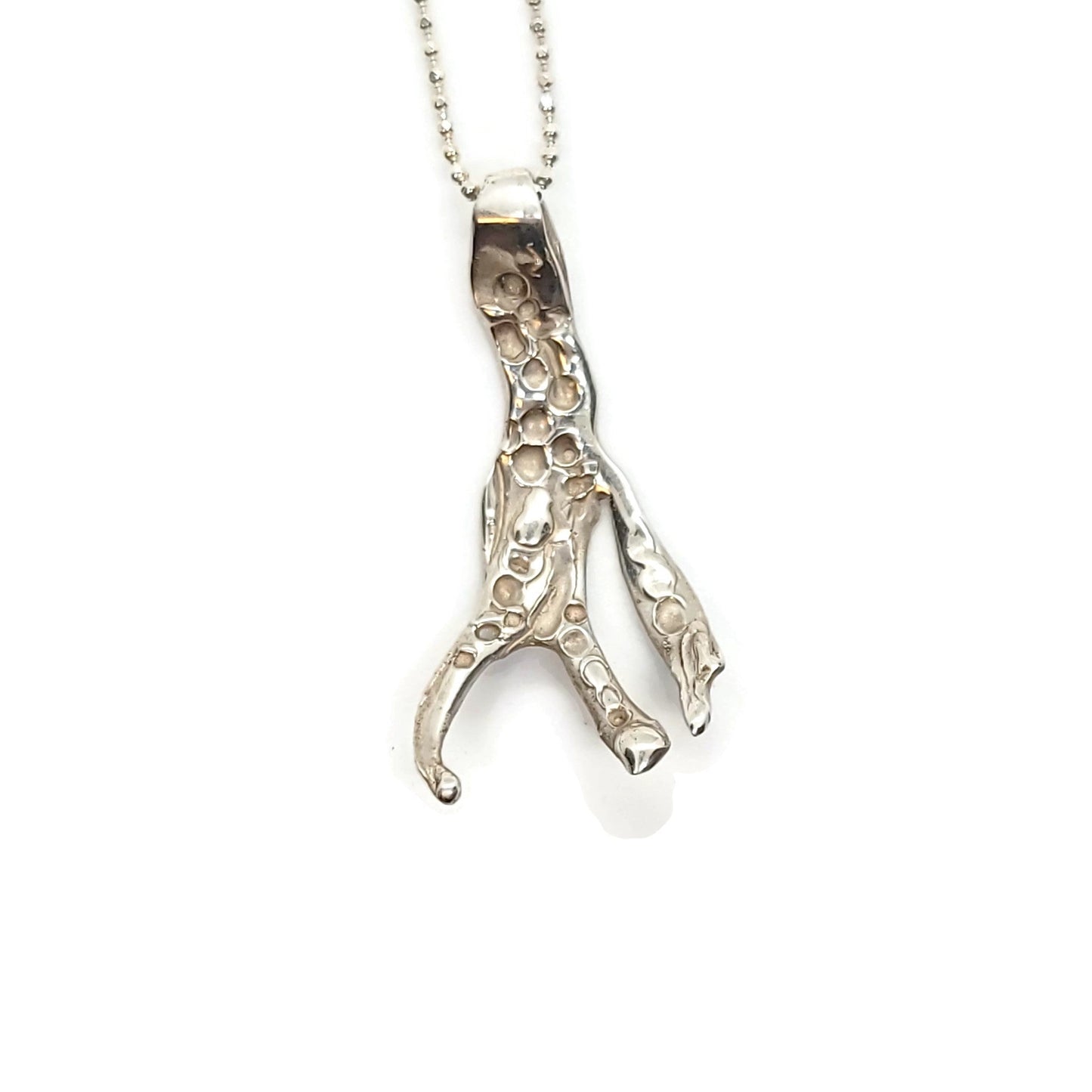 seaweed inspired organic one of a kind necklace on silver necklace chain