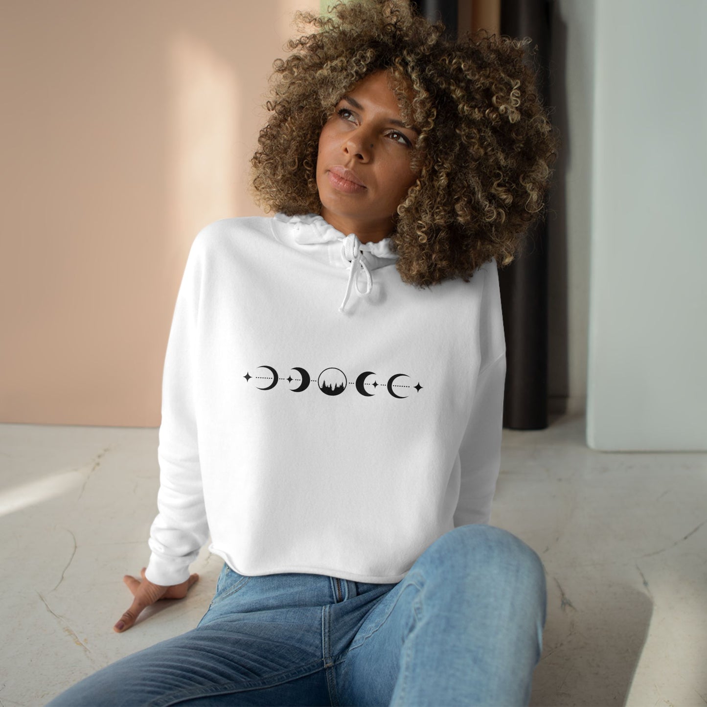 Cosmic Phases Crop Hoodie Sweatshirt