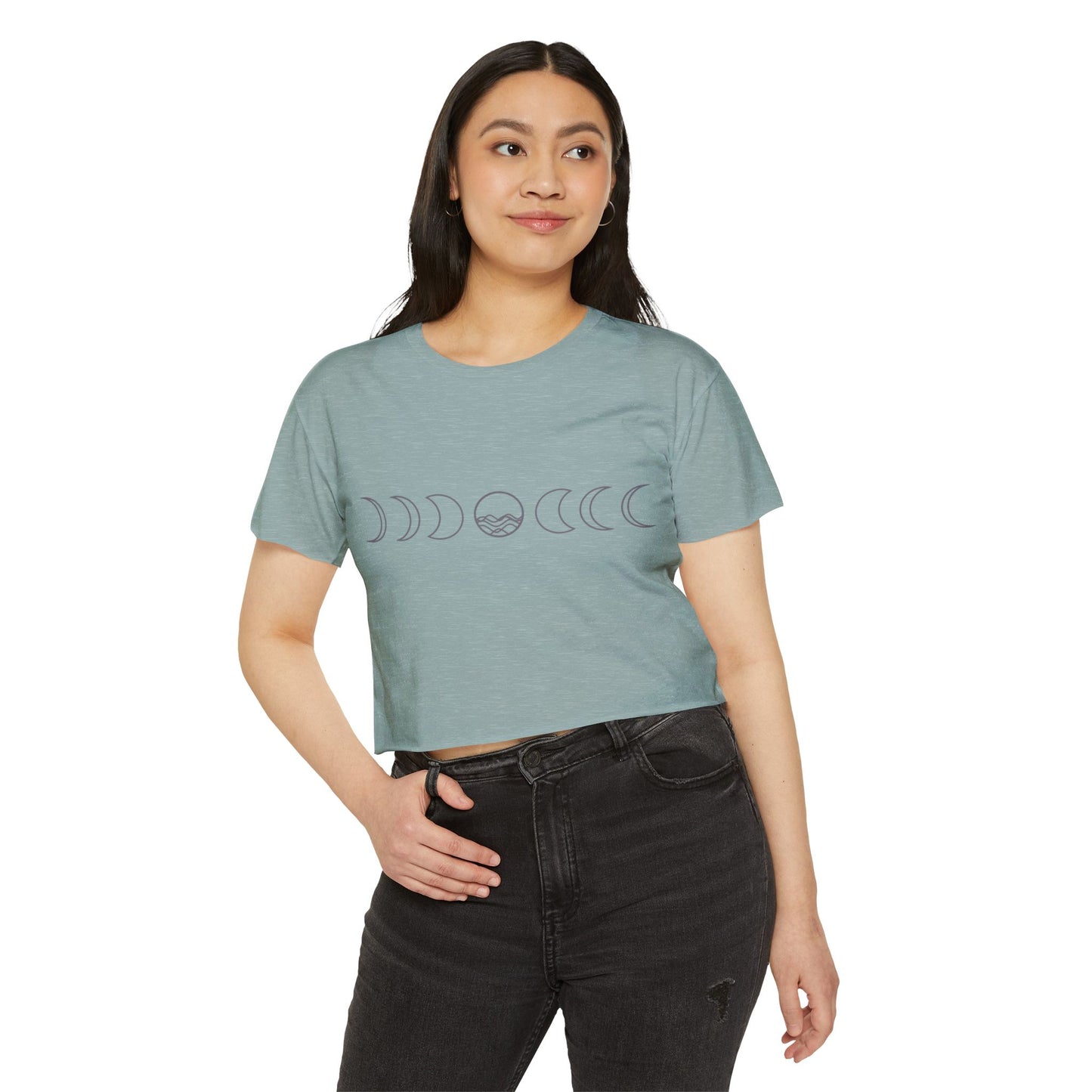 Women's Festival Crop Top - Moon Phase Design