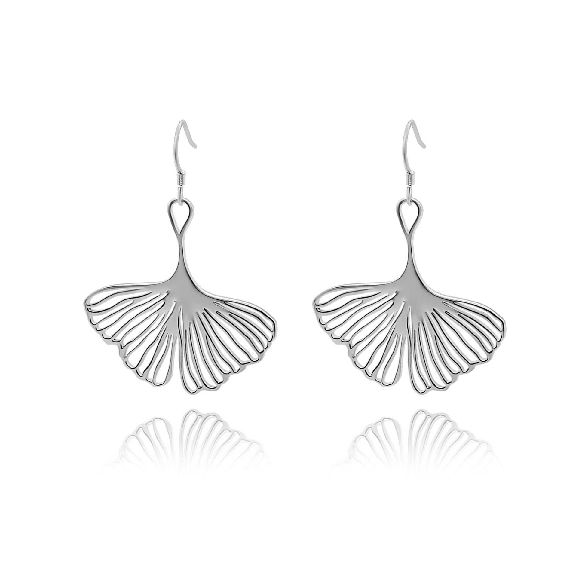 Silver Statement earrings with ginkgo leaf earrings 2