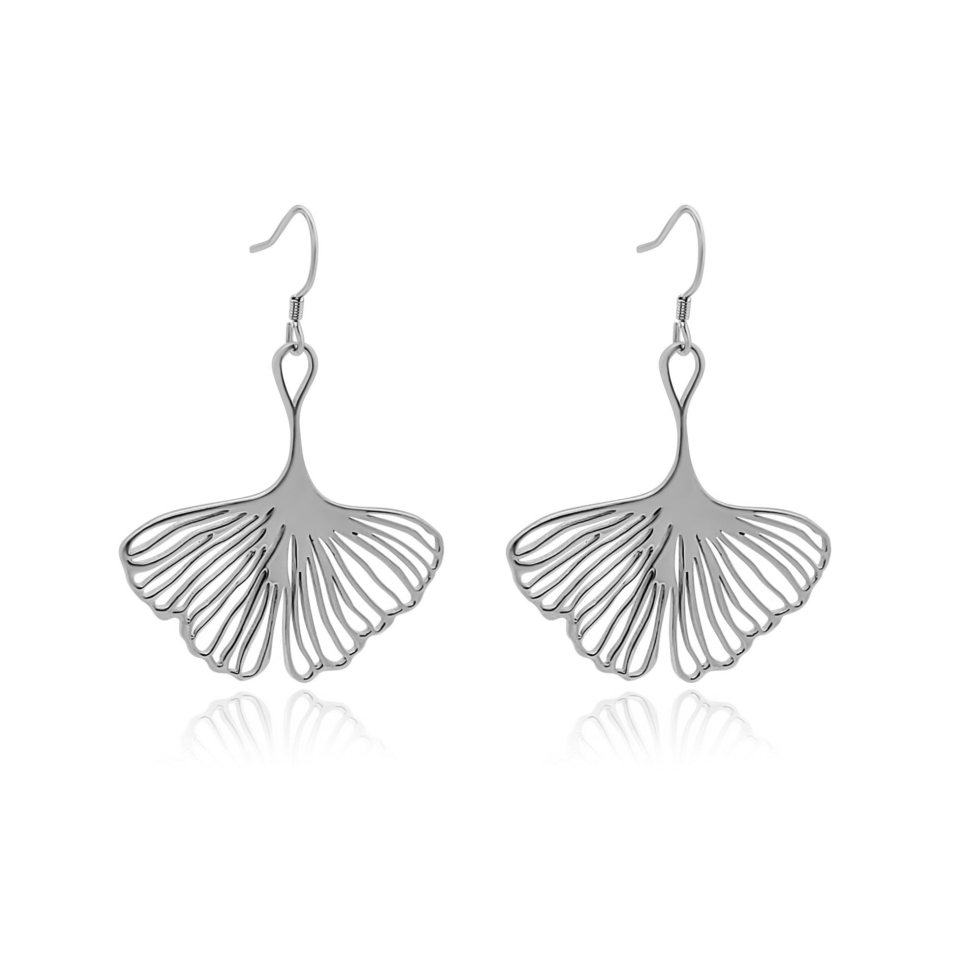 Silver Statement earrings with ginkgo leaf earrings