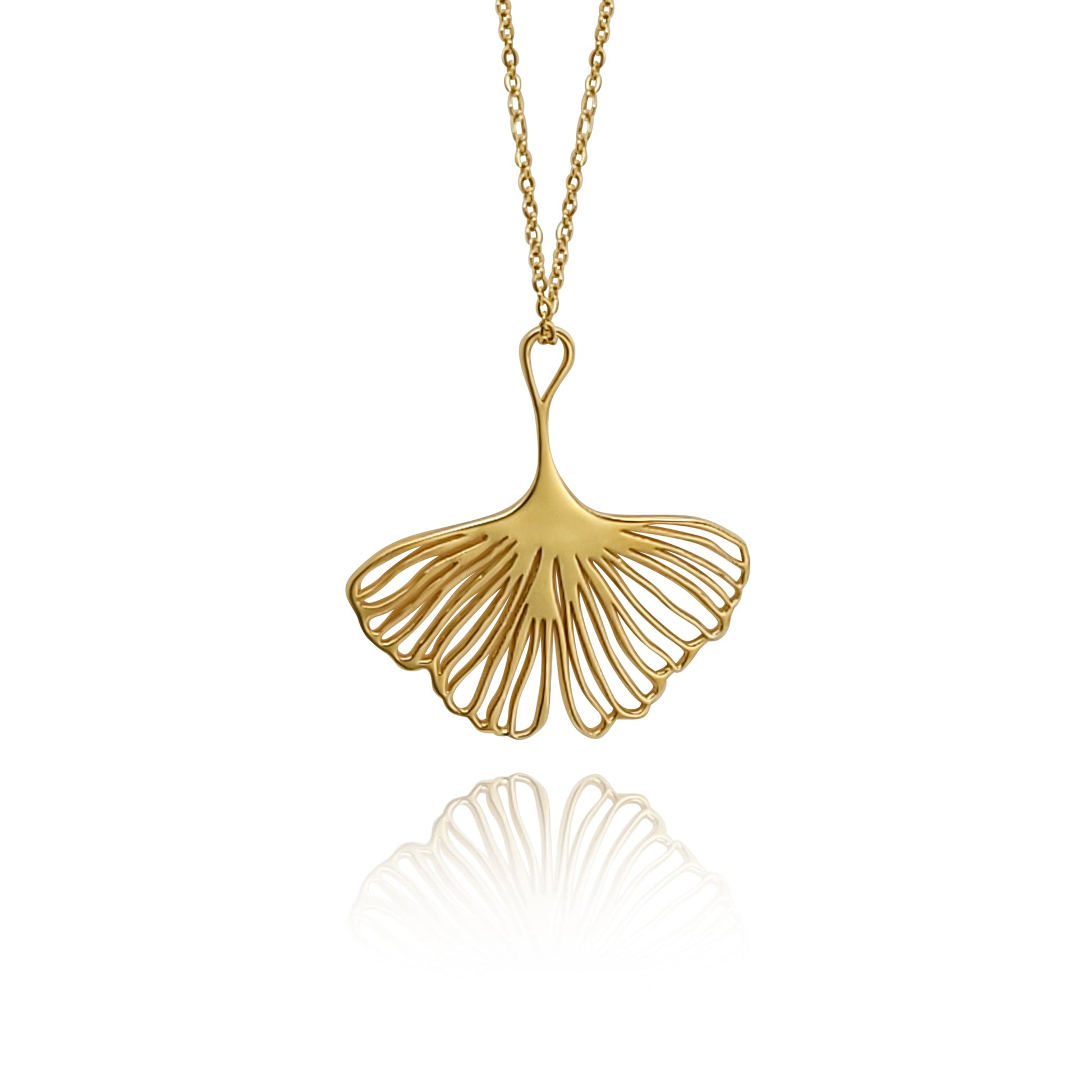 18k Gold Vermeil Adia Ginkgo Leaf Pendant Necklace