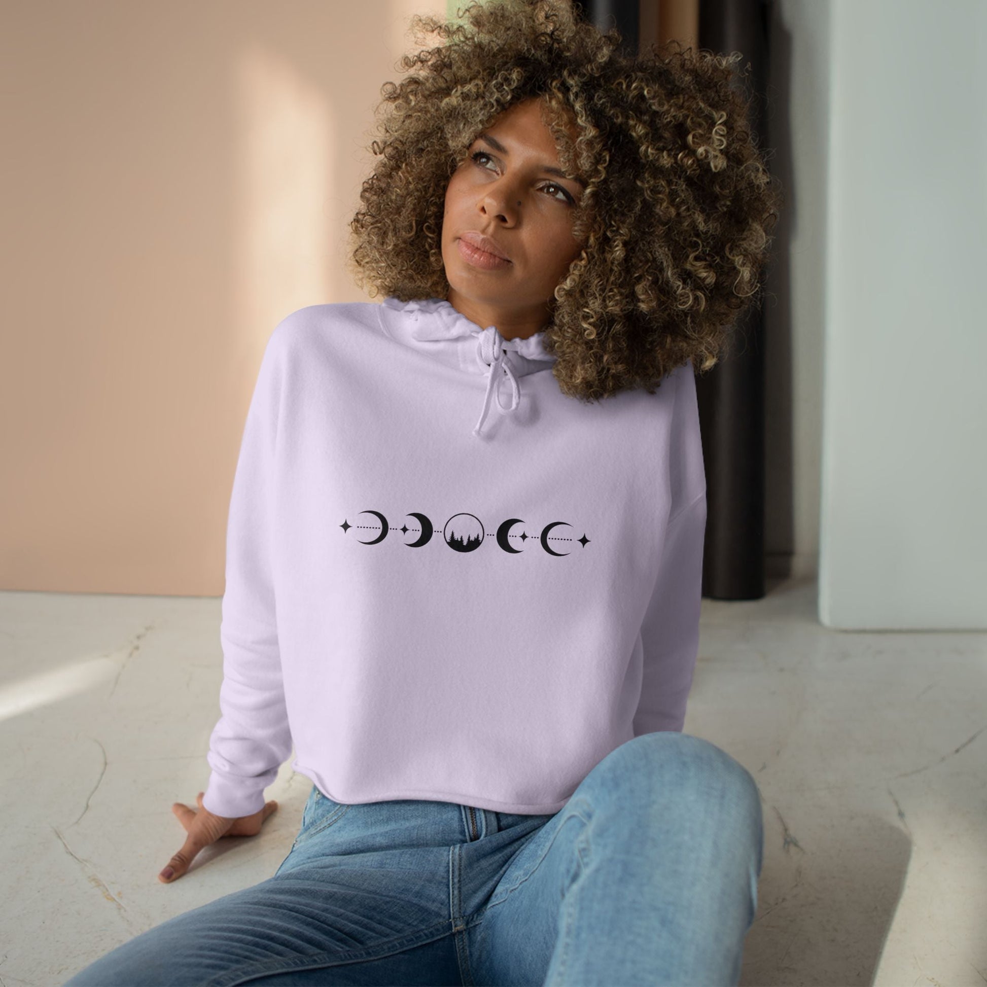 Cosmic Phases Crop Hoodie Sweatshirt