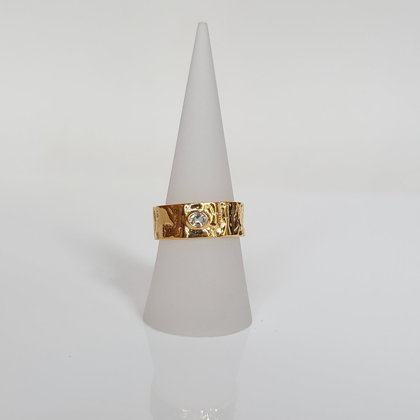 nerissa 18k gold vermeil nature inspired ring for women with natural white topaz gemstone