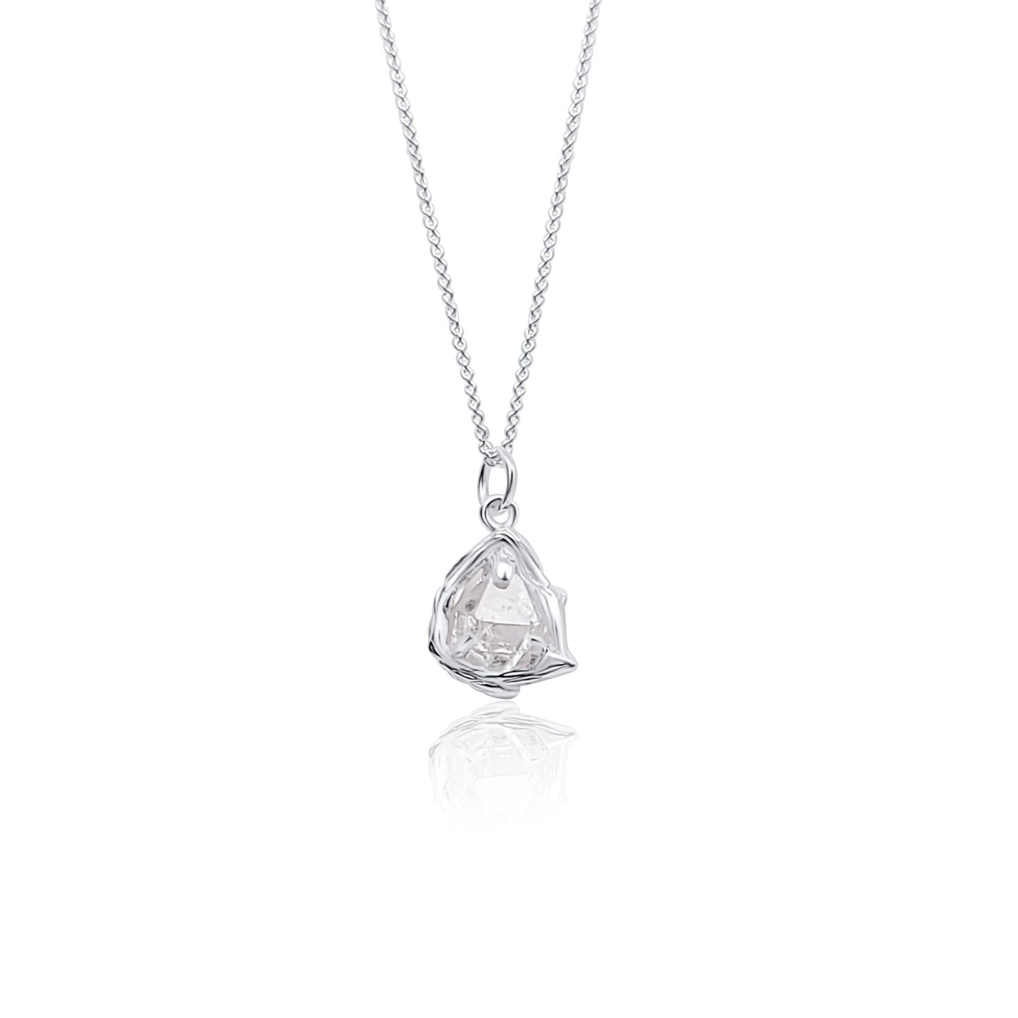 natural herkimer diamond pendant necklace with branch claw setting