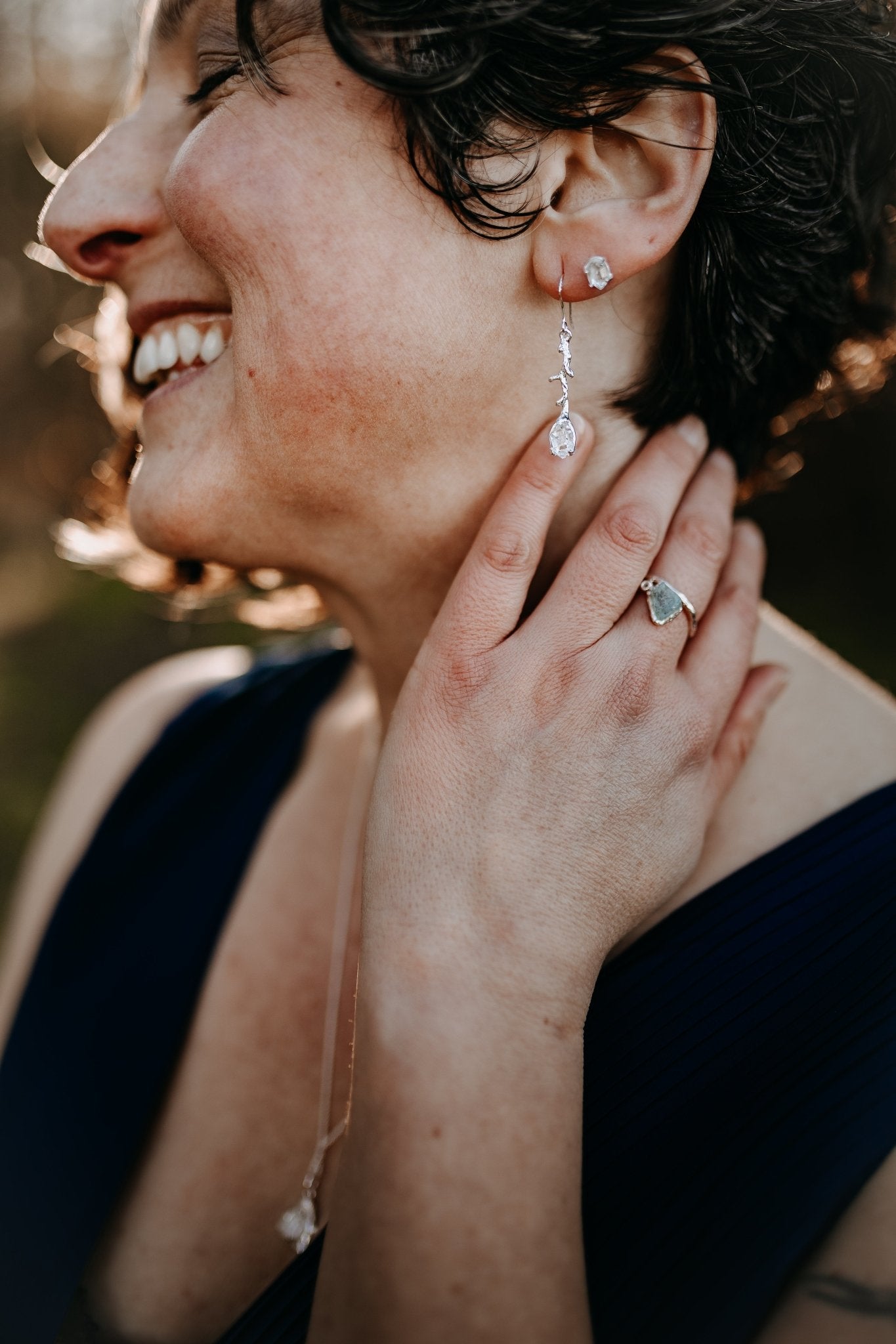 Herkimer Diamond Silver stud earrings